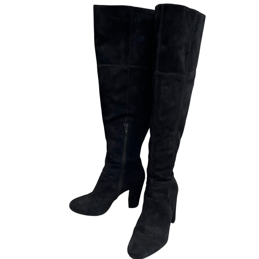Gianni Bini‎ Women's Black Suede Leather Boots Sz 8 Over The Knee